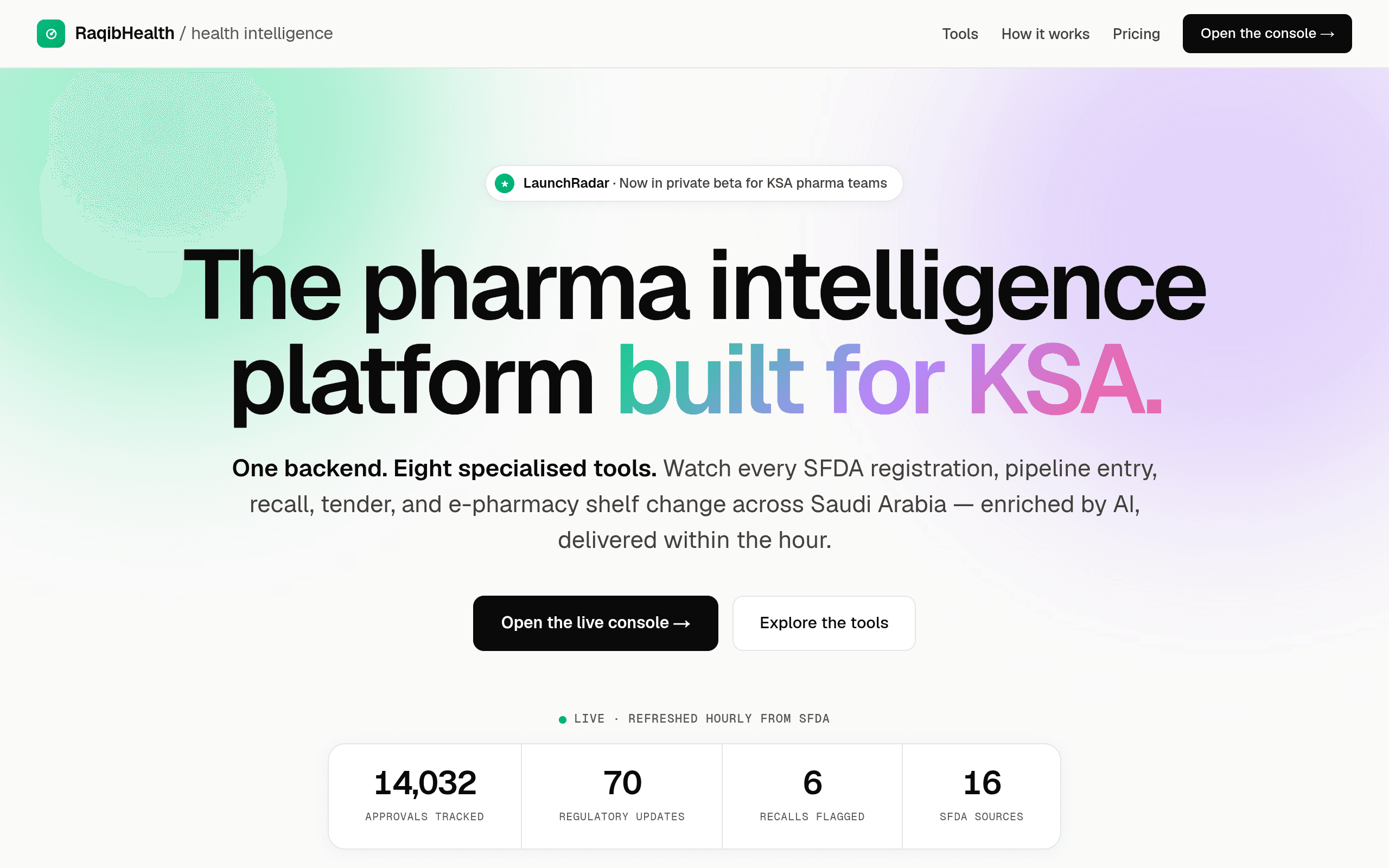 RaqibHealth — لقطة من الموقع